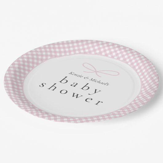 Assiettes En Carton Bow à plis rose simple (Angle)