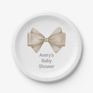 Assiettes En Carton Bow Beige Baby shower Boho moderne