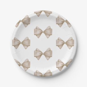 Assiettes En Carton Bow Beige Baby shower Boho moderne