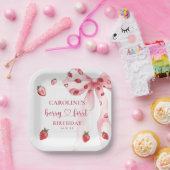 Assiettes En Carton Bow Berry First Strawberry Plaques de papier d'ann (Fête)