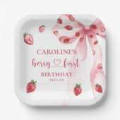Assiettes En Carton Bow Berry First Strawberry Plaques de papier d'ann (Recto)