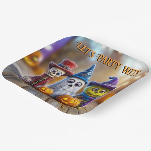 Assiettes En Carton Bow Crew Halloween Party Ghost Skeleton Monster (Angulaire)