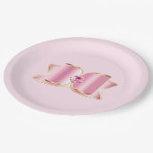 Assiettes En Carton Bow en verre rose avec pierre centrale (Angle)