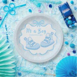 Assiettes En Carton Bow Ribbon C'est un garçon