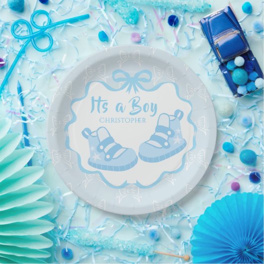 Assiettes En Carton Bow Ribbon C'est un garçon (Fête)