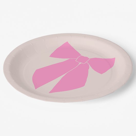 Assiettes En Carton Bow rose (Angle)