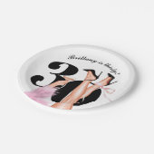 Assiettes En Carton Bow rose & Cocktails Coquette Moderne 30e annivers (Angle)