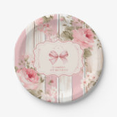 Assiettes En Carton Bow rose Floral Fancy ONE Girl 1er anniversaire (Devant)