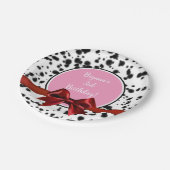 Assiettes En Carton Bow rouge rose Noir Dalmatie Spots Anniversaire (Angle)