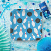 Assiettes En Carton Bowling Anniversaire Bleu (Fête)