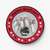 Assiettes En Carton Bowling Anniversaire Partie 7" Plaques en papier (Devant)