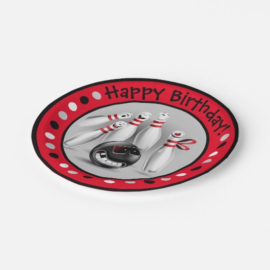 Assiettes En Carton Bowling Anniversaire Partie 7" Plaques en papier (Angle)