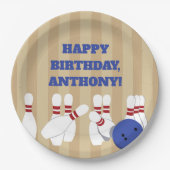 Assiettes En Carton Bowling Ball et Pins Bowling Anniversaire (Devant)