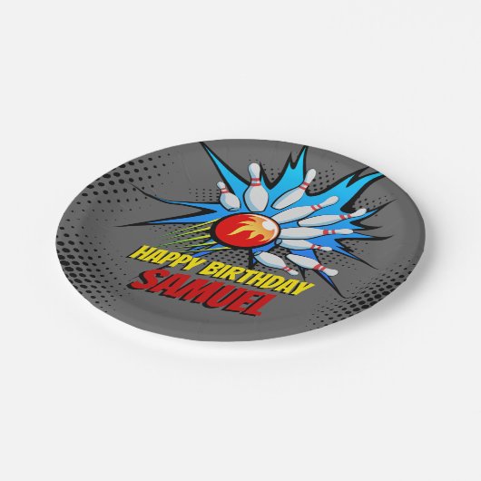 Assiettes En Carton Bowling fête d'anniversaire (Angle)