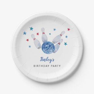 Assiettes En Carton Bowling fête d'anniversaire bleu et rouge