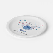 Assiettes En Carton Bowling fête d'anniversaire bleu et rouge (Angle)