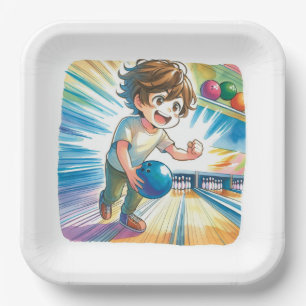Assiettes En Carton Bowling Party Boy's Anime Birthday
