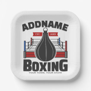 Assiettes En Carton Boxe Anneau AJOUTER NOM Boxer Gym Speed Sac