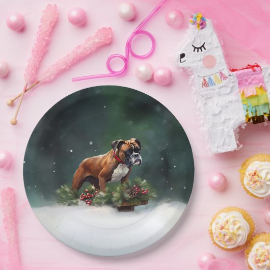 Assiettes En Carton Boxe neige de Noël hiver (Fête)