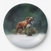 Assiettes En Carton Boxe neige de Noël hiver (Devant)