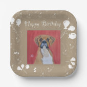 Assiettes En Carton Boxer Chien Heureux Plaques de papier d'anniversai (Recto)