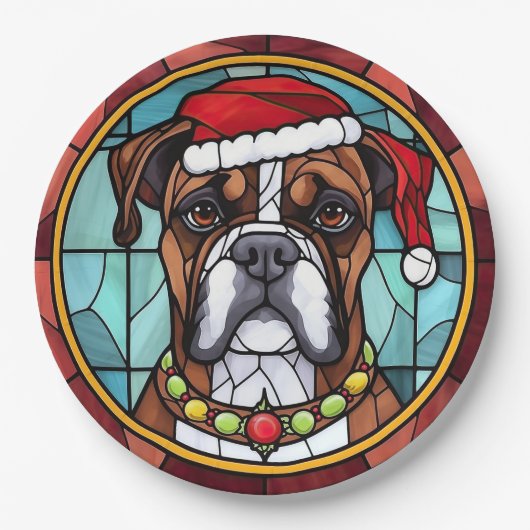 Assiettes En Carton Boxer en verre tendu Noël (Devant)