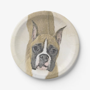 Assiettes En Carton Boxer Peinture - Cute Original Chien Art