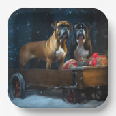 Assiettes En Carton Boxer Snowy Sleigh Décor de Noël (Recto)