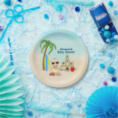 Assiettes En Carton Boy Beach Baby Sandcastle in Surfboard Baby shower (Fête)