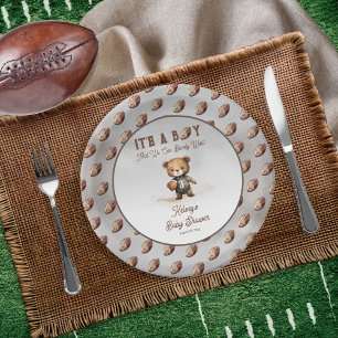 Assiettes En Carton Boy Bearly Wait Baby shower de football américain