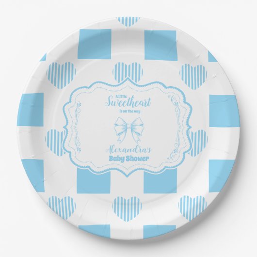 Assiettes En Carton Boy Blue Valentine's Day Hearts Baby shower (Devant)