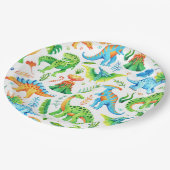 Assiettes En Carton Boy Dino Party T rex, Stegosaurus, Tricératops (Angle)