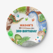 Assiettes En Carton Boy Dinosaur 3rd Birthday Party (Devant)