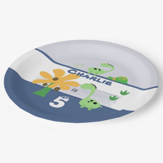 Assiettes En Carton Boy Dinosaur Jurassic fête d'anniversaire (Angle)