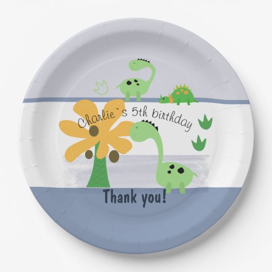 Assiettes En Carton Boy Dinosaur Jurassic fête d'anniversaire (Devant)