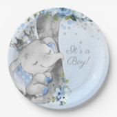Assiettes En Carton Boy Elephant Prince Baby shower Plaque papier (Devant)