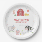 Assiettes En Carton Boy Farm Animaux Red Anniversaire (Devant)