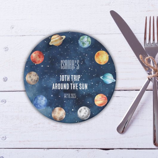 Assiettes En Carton Boy Outer Space 10th Trip Autour du Soleil Anniver