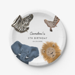 Assiettes En Carton Boy Safari Zoo Animaux Fête d'anniversaire