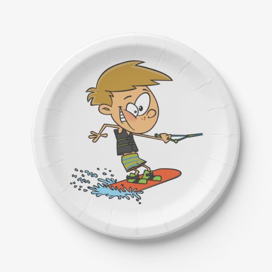 Assiettes En Carton Boy Wakeboard Fun Summer Sports nautiques (Devant)