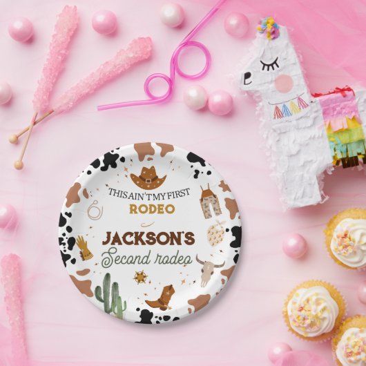 Assiettes En Carton Boys Ain't My First Rodeo Cowboy 2e anniversaire (Fête)