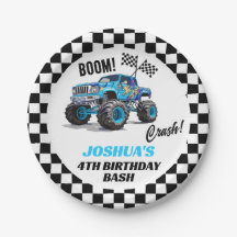 Boys Blue Monster Truck Anniversaire