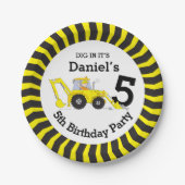 Assiettes En Carton Boys construction 5e anniversaire plaque customisé (Devant)