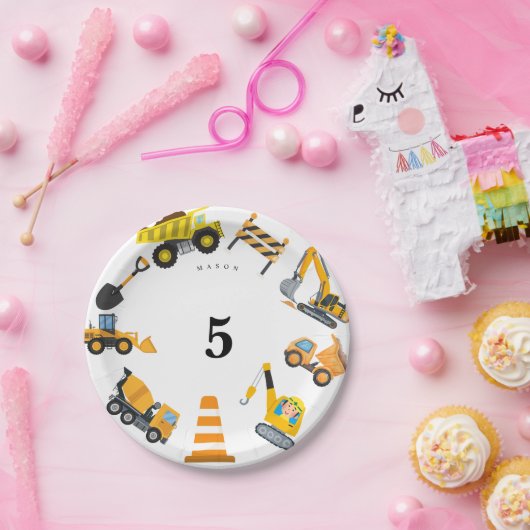 Assiettes En Carton Boys Construction Birthday Party Theme (Fête)