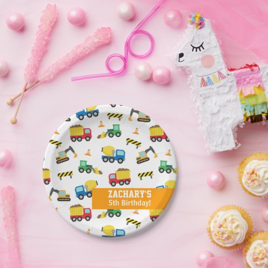 Assiettes En Carton Boys Construction Véhicules Motif fête d'anniversa (Fête)