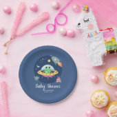 Assiettes En Carton Boys Cute Space Alien Baby shower plaque de papier (Fête)