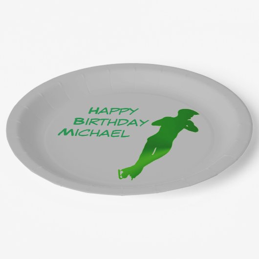 Assiettes En Carton Boys Figure Patinage Vert Anniversaire Papier de f (Angle)