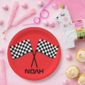 Assiettes En Carton Boy's Go Kart Pit Stop Birthday Racing Flags Class (Fête)