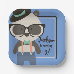 Assiettes En Carton Boys Hipster Mister Panda Bear Anniversaire