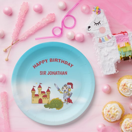 Assiettes En Carton Boys Medieval Chevalier Dragon fête d'anniversaire (Fête)